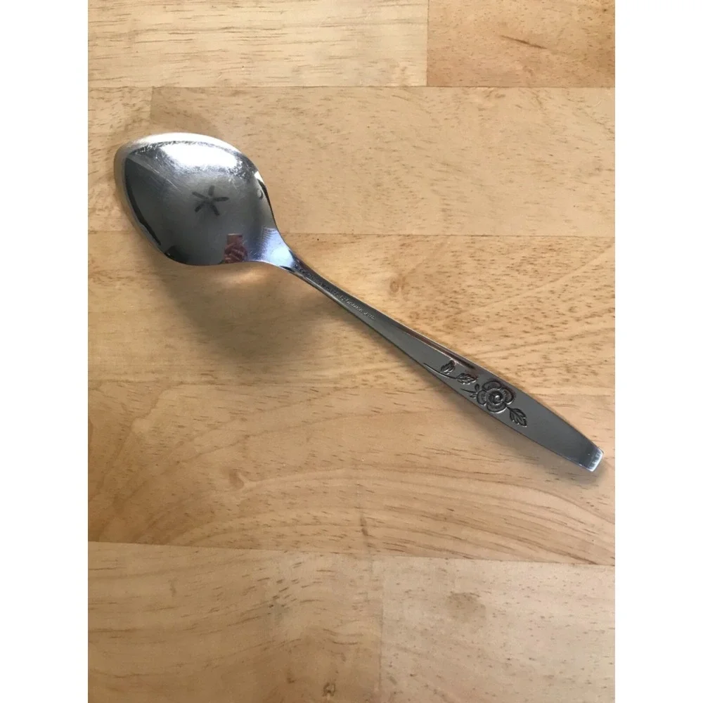 Oneida OUR ROSE Stainless‎ Forever Rose SSS Scientific Flatware Serving Spoon